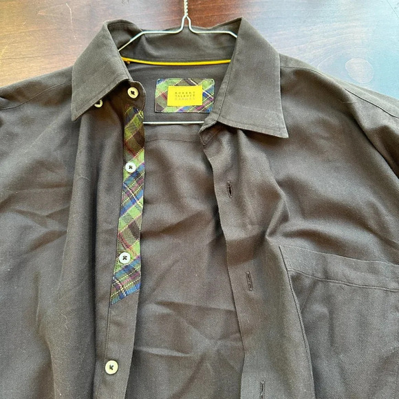 ROBERT TALBOT CARMEL Button Down Shirt with Plaid Contrast Button Placard - L - Picture 2 of 9